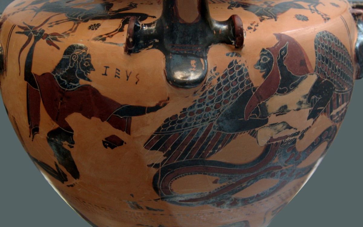 Hydria with Zeus Fighting Typhon