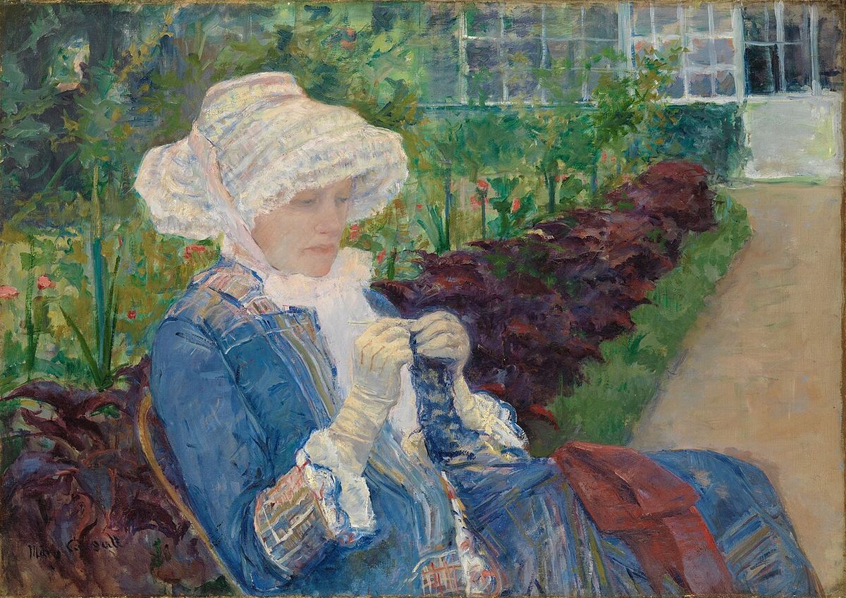 Lydia Crocheting in the Garden at Marly