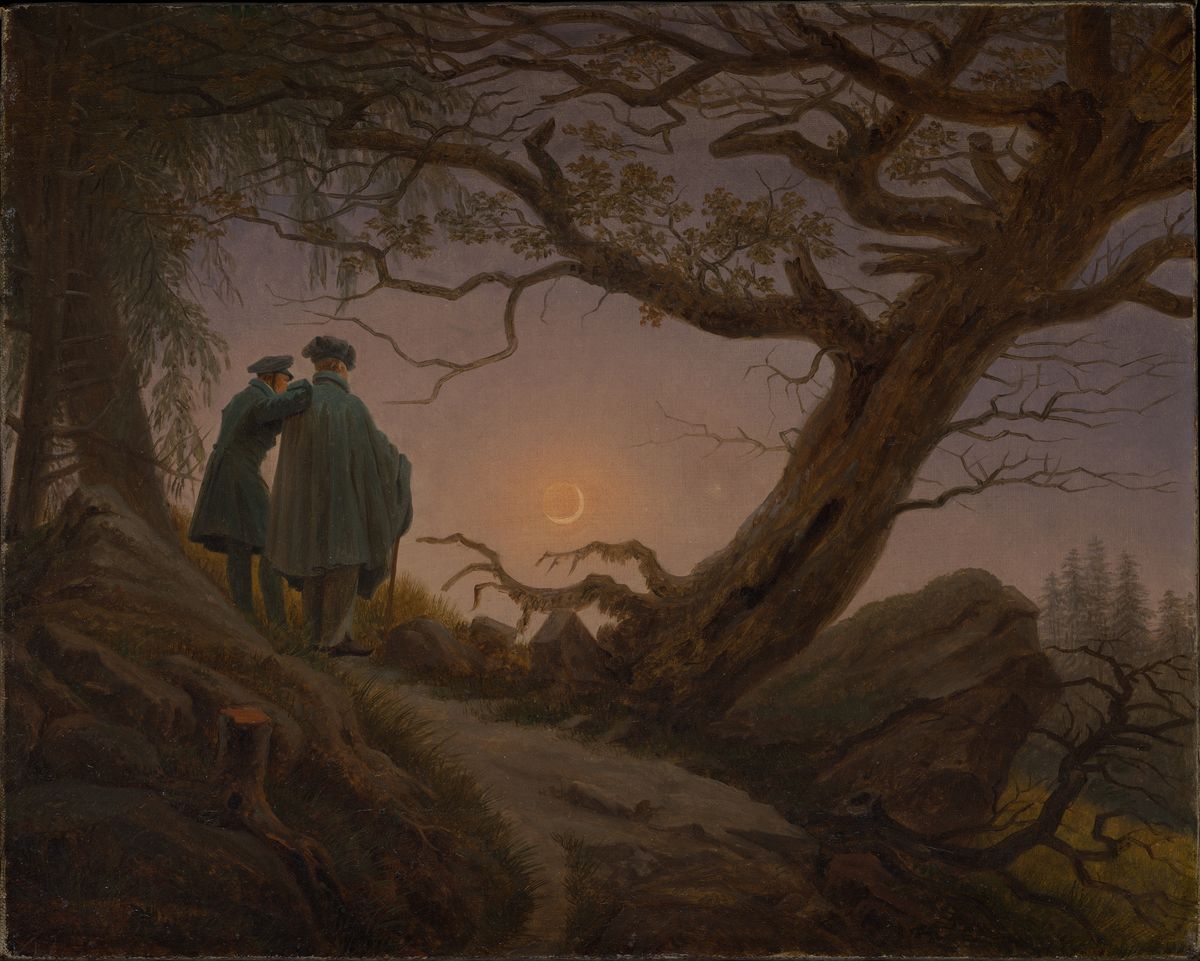 Two Men Contemplating the Moon