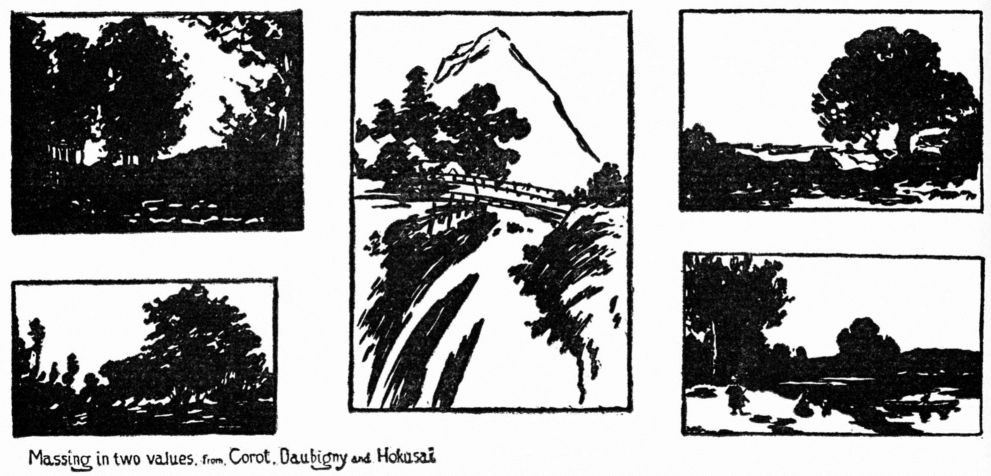 Massing in Two Values, from Corot, Daubigny and Hokusai